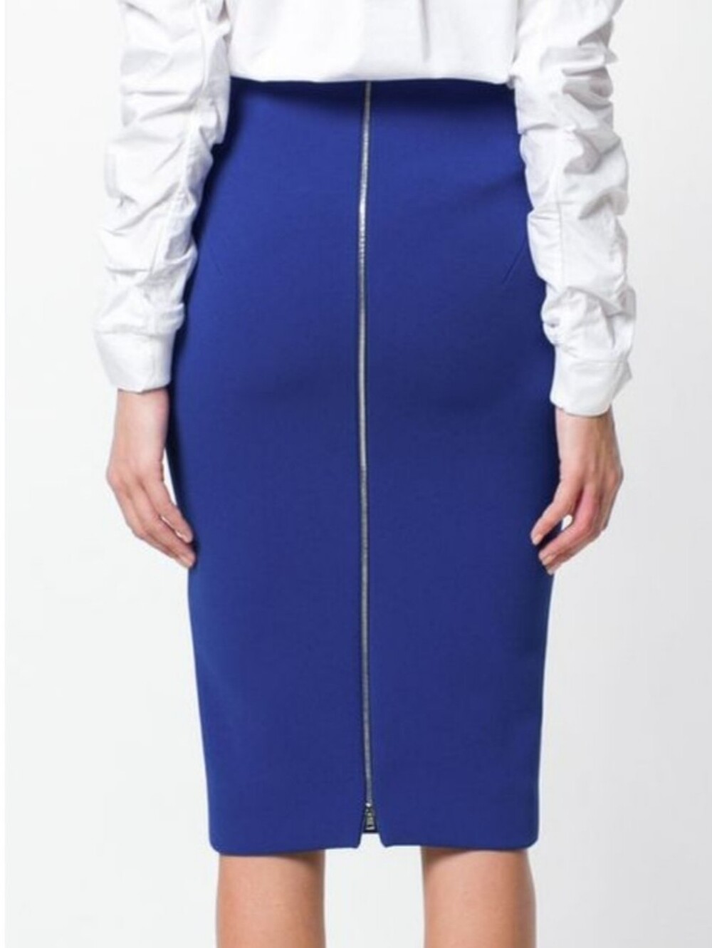 Catherine Malandrino Womens Full Back Zip Pencil Skirt Stretch Blue Size 2